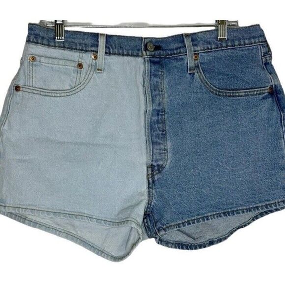 Levi’s 501 High Waisted Mom Jean Shorts In Pinch Stone Wash / Dark Wash Sz 34 - Picture 2 of 7
